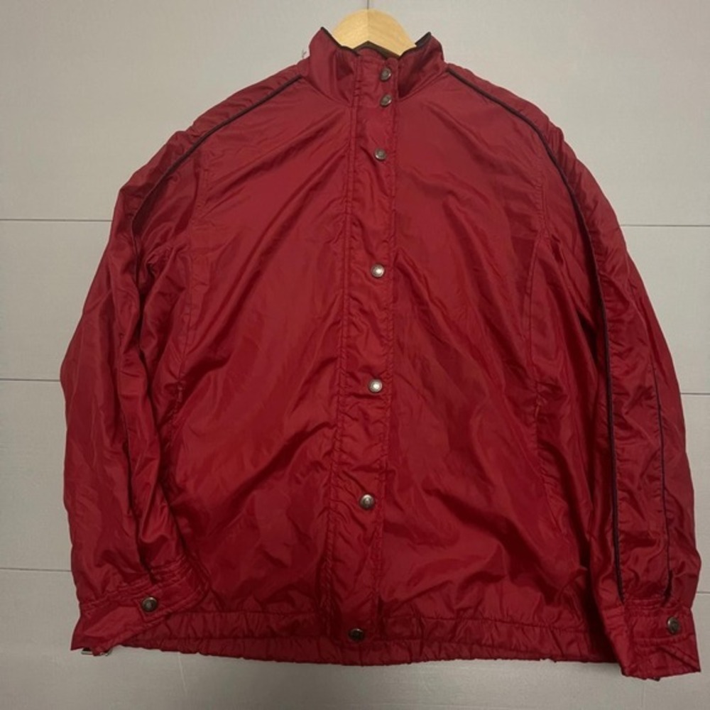 Vtg Lauren Ralph Lauren Women M Red Nylon Jacket Made Korea Y2K Windbreaker 90s